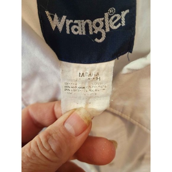 White Wrangler Pearl Snap Western Dress Shirt Medium - Picture 2 of 4